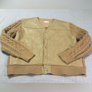 Honor the Gift Tan Vegan Leather And Knit Cardigan Men’s Size L